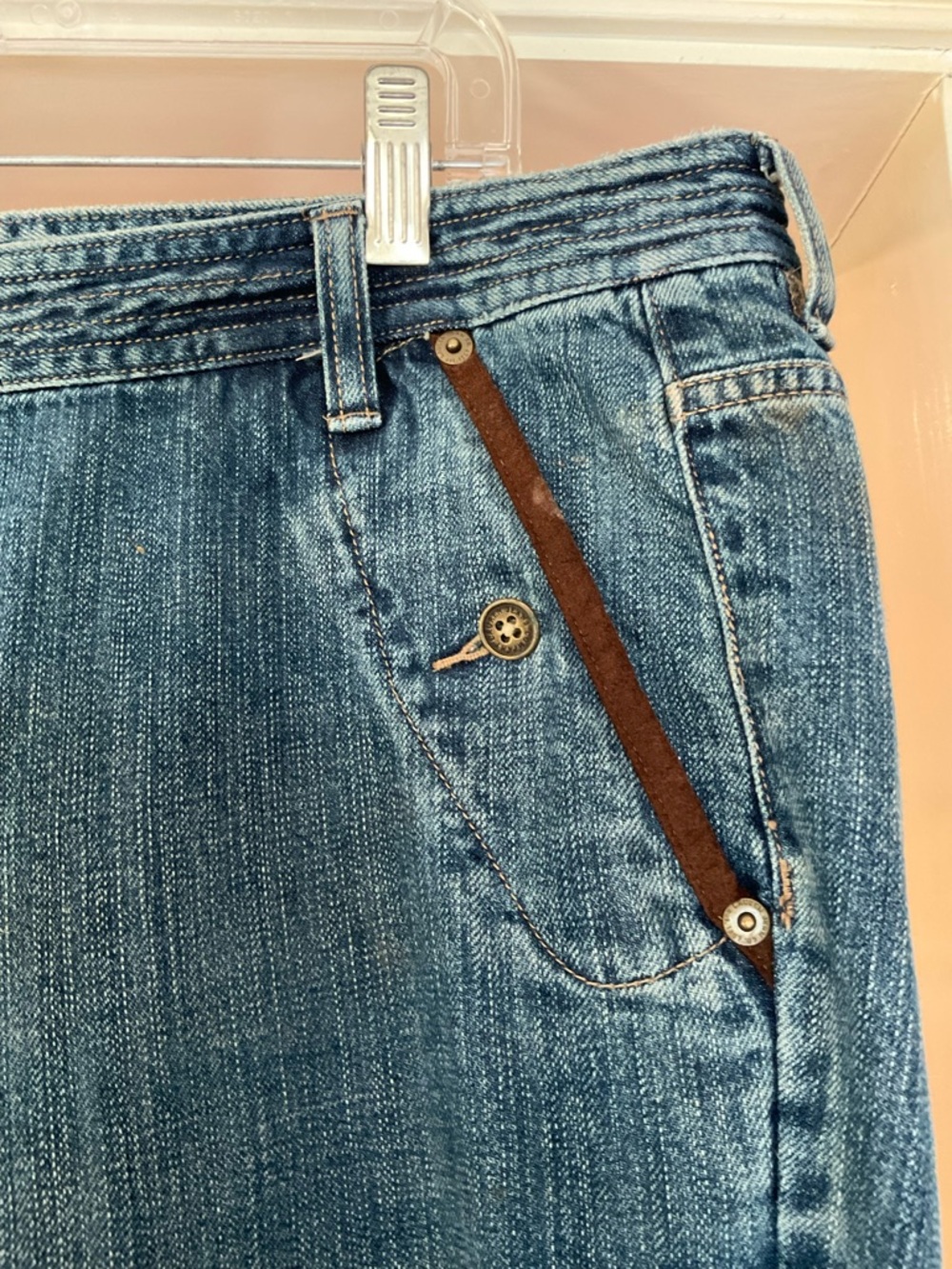 Lauren Ralph Lauren Jeans Size 14 Medium Wash Leather Trim